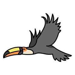 Naklejka premium Toucan color stroke flying happy