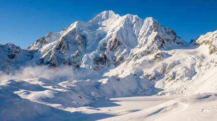 snow covered mountains in winter