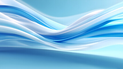 Glossy blue and white flowing waves forming a smooth abstract landscape on a light background, ideal for AI, data and modern technology concepts.