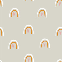 Seamless rainbow pattern. Vector illustration for printing. Cute baby background for girls.