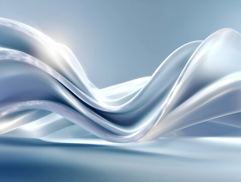 Ultra clean light blue and silver flowing waves forming a smooth abstract landscape, minimal futuristic backdrop for AI, data and modern digital technology.