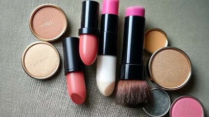 Exploring different types of cosmetics for a natural makeup look in a cozy setting