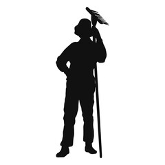 Farmer holding rake silhouette © Vexels