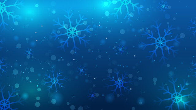 Serene blue holiday background with floating frosty snowflakes, soft glowing particles, and a cool winter mood ideal for modern festive designs	
