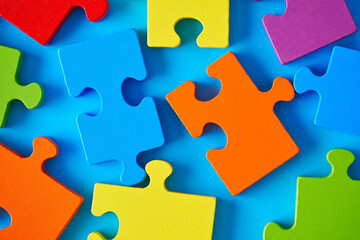 Colorful jigsaw pieces symbolizing autistic disorder