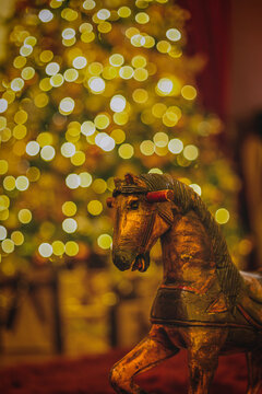Christmas home decor, set-ups and decorations. Christmas spirit and home decor with a lot of details, in a warm and gentle light with a rich bokeh.