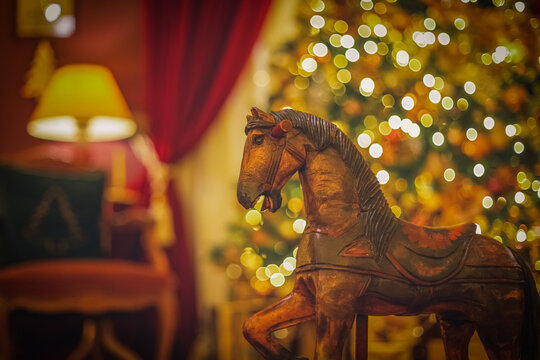 Christmas home decor, set-ups and decorations. Christmas spirit and home decor with a lot of details, in a warm and gentle light with a rich bokeh.