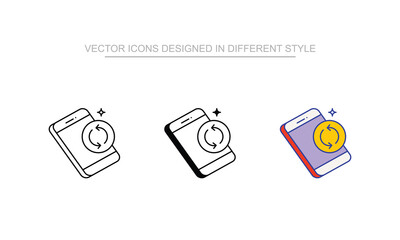 Data Transfer icon set in different style with white background illustration