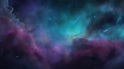 Fototapeta premium Cosmic Nebula Clouds with Starry Background, Ideal for Science Fiction and Fantasy Art
