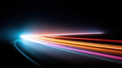 Streaks of Light on Dark Background: Captivating Abstract Motion Effect, Perfect for Modern Design