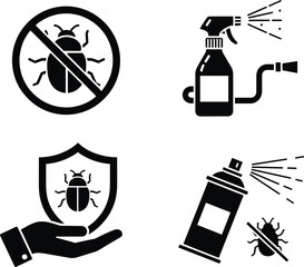 Pest Control Icons Set &ndash; Insect Protection, Bug Spray, Insecticide & Anti-Pest Vector