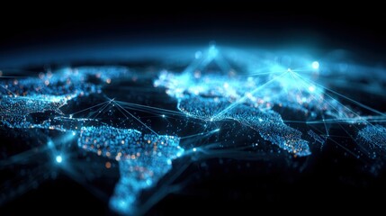 Global Network Connectivity Visualization with Data Points, Representing Technology, Communication, and Worldwide Connections