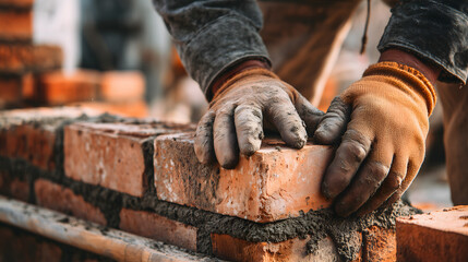 Construction d'un mur en briques.