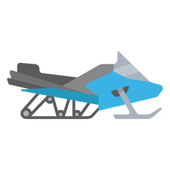 Semi flat blue snowmobile