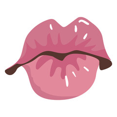 Simple semi-flat mouth blowing kiss