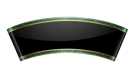 Black banner with glitter border isolated on transparent background, perfect for design projects