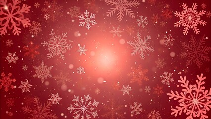 Elegant red christmas background with falling snowflakes for festive holiday season