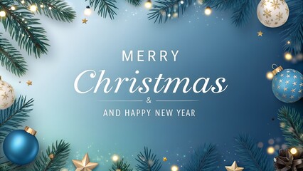 Elegant christmas and new year greeting card with festive decorations