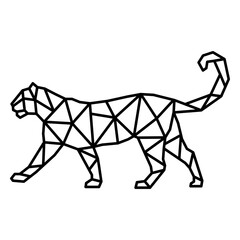 Standing walking cougar polygonal stroke © Vexels