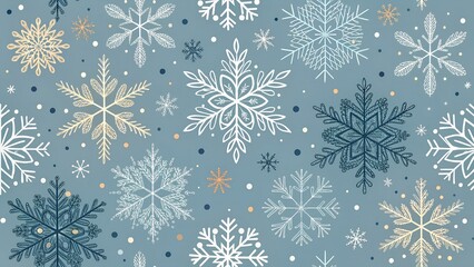Elegant winter snowflake pattern on blue background for holiday designs and crafts
