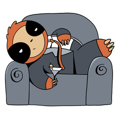 Obraz premium Sloth cartoon relaxing in couch