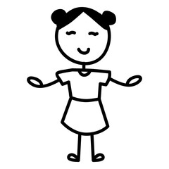 Standing open arms asian doodle girl