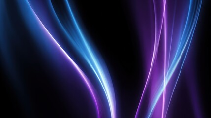 Abstract Background with Flowing Neon Light Trails in Shades of Blue and Purple