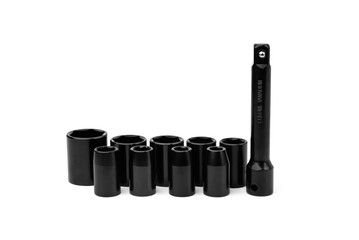 Black socket locksmiths heads isolated on white background.