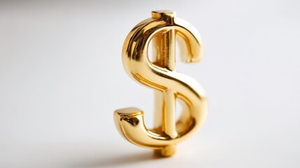Golden currency symbol on white background representing wealth, investment, finance, and the global economy