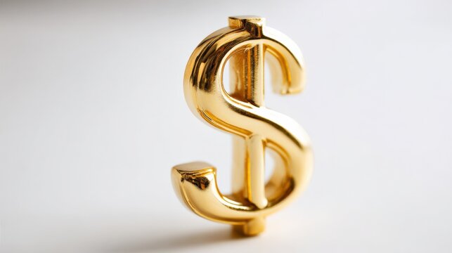Golden currency symbol on white background representing wealth, investment, finance, and the global economy - Powered by Adobe