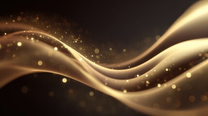Elegant Gold Wave Background with Glittering Particles, Ideal for Luxury Branding and Design Projects