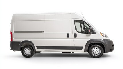 Blank White Delivery Van Isolated on White Background Perfect for Mockups and Branding Projects