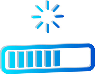 3D Loading Progress Icon with Bar and Spinner