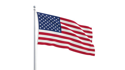 Obraz premium American flag waving on a pole isolated on transparent background