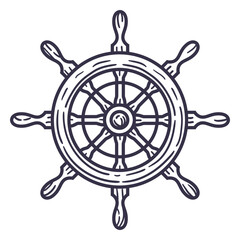 Stroke ship detailed steering wheel © Vexels