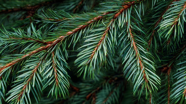 Branches de sapin vert en gros plan dans une for&ecirc;t.