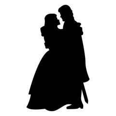 Prince and princess dancing silhouette
