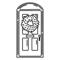 Fototapeta premium Door with christmas crown stroke