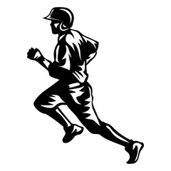 Running baseball player high contrast