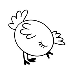A doodle of a funny, cute little bird character, a chicken. Vector graphics.