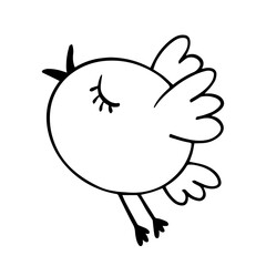 A doodle of a funny, cute little bird character, a chicken. Vector graphics.
