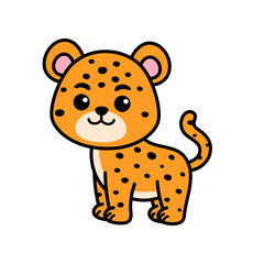 Cartoon Illustration of a Cute Jaguar