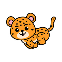 Cartoon Illustration of a Cute Jaguar Running