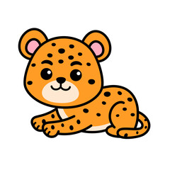 Cartoon Illustration of a Cute Jaguar Lying