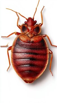Close-up of a Bed Bug on a White Background.