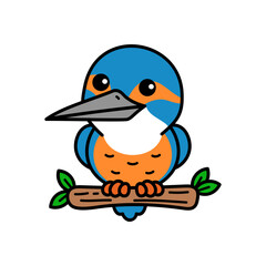 Cartoon Illustration of a Kingfisher Bird