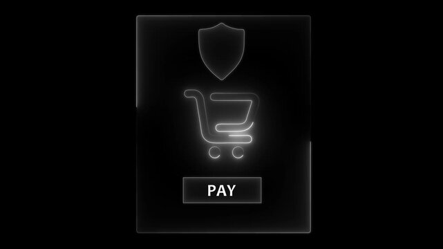 Mobile payment security concept on the transparent background. with secure checkout icon and green pay button during online shopping, Motion graphics of shopping pay concept.