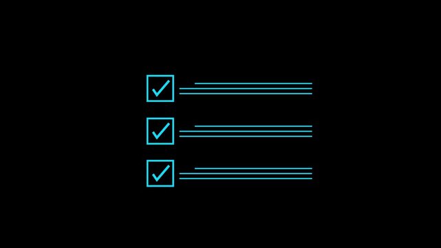 Businessman ticking digital checklist on virtual screen while working on laptop, representing task management, project planning, productivity, and Motion graphics of lnk looping frame