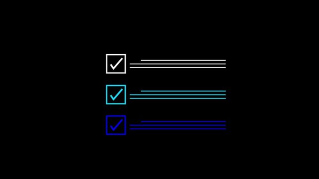 Businessman ticking digital checklist on virtual screen while working on laptop, representing task management, project planning, productivity, and Motion graphics of lnk looping frame