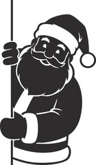 Santa Claus peeking from behind with a cheerful expression.